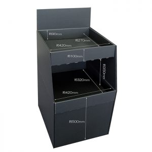 2段ボックスディスプレイ什器　PBX0001　黒無地　寸法図