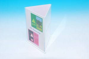 プラスチック製POP　三角スタンドPOP